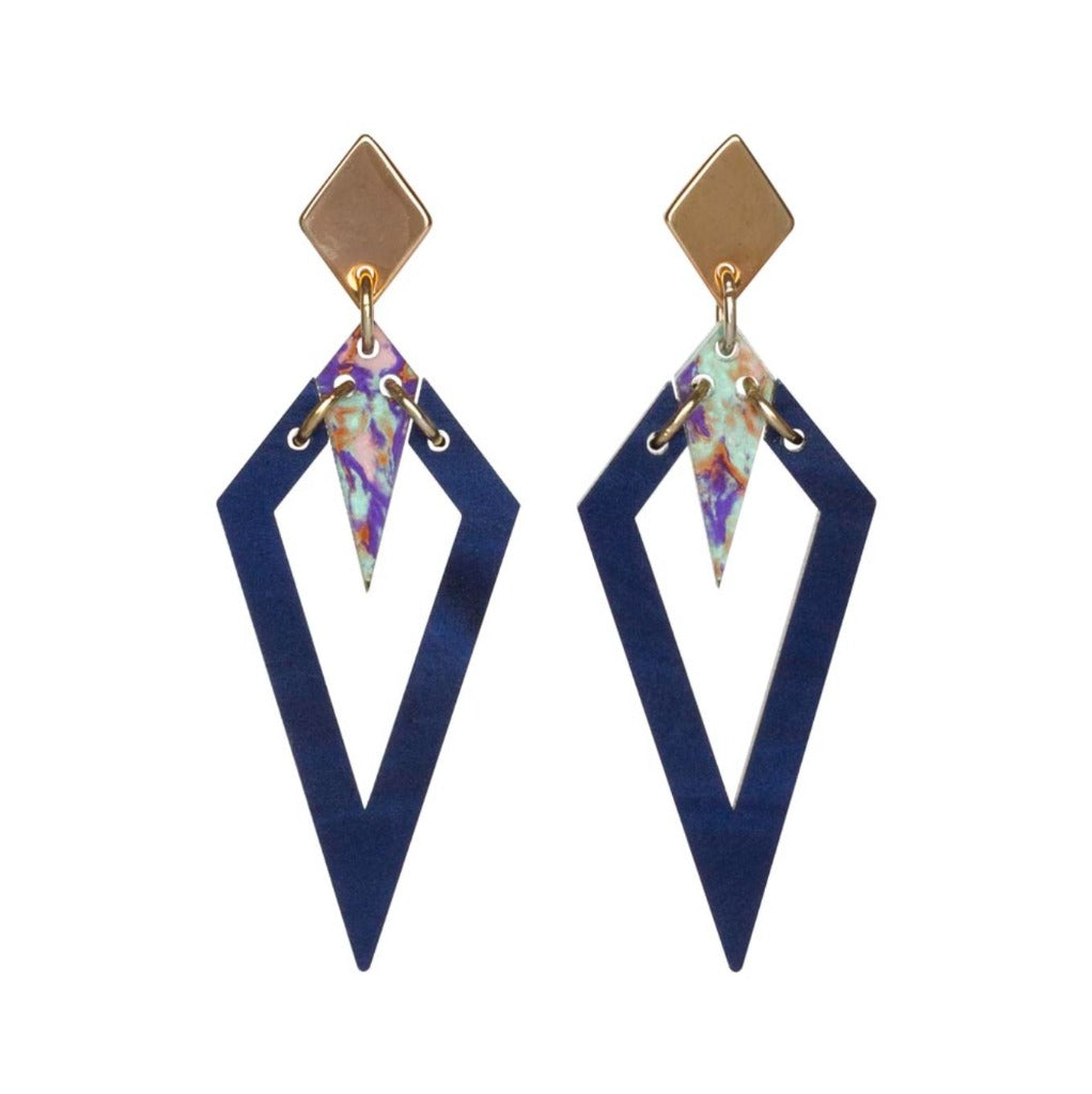 Arrowheads Blue Splatter Earrings Jewellery Ladies