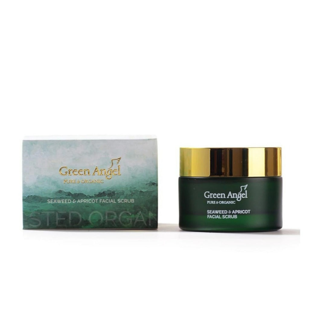 Green angel sewaweed and apricot facial scrub, exfoliates irish natural products