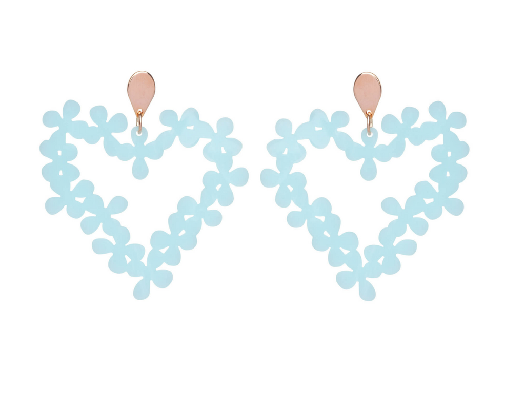 Toolally Hearts in flower earrings island blue