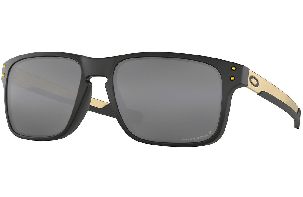 Oakley sunglasses 09- Matte black with brushed gold arms and prizm Polarised lenses Oakley Holbrook Mix 9384 Sunglasses for Men