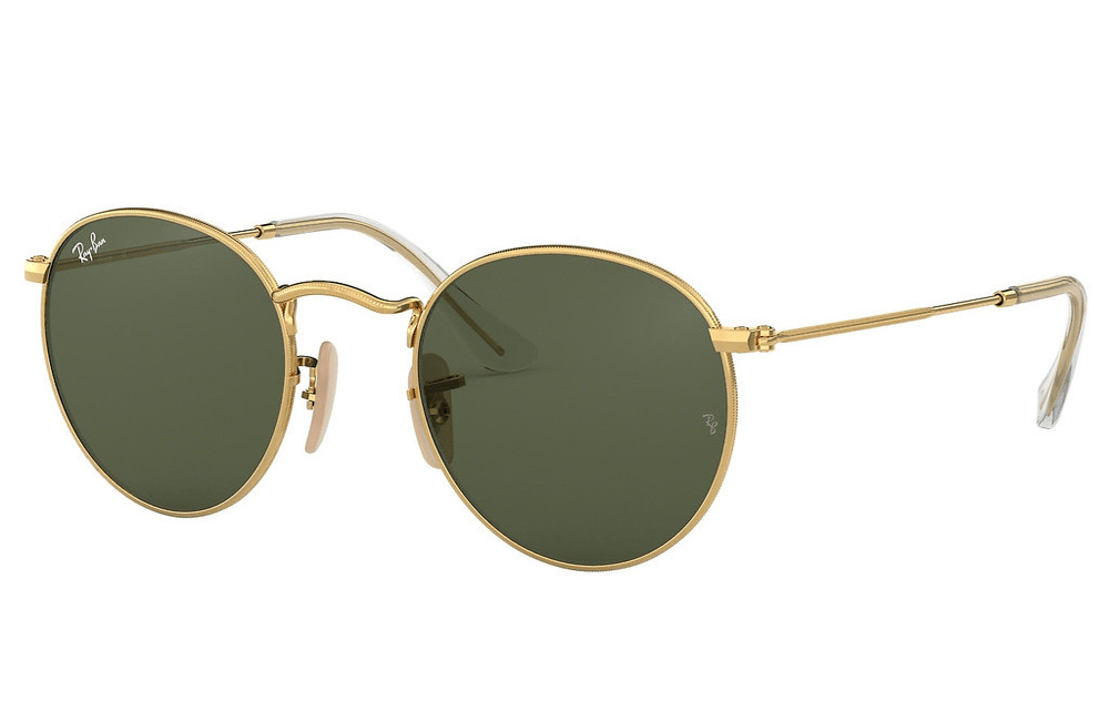 Round Gold Rayban Sunglasses with green lens