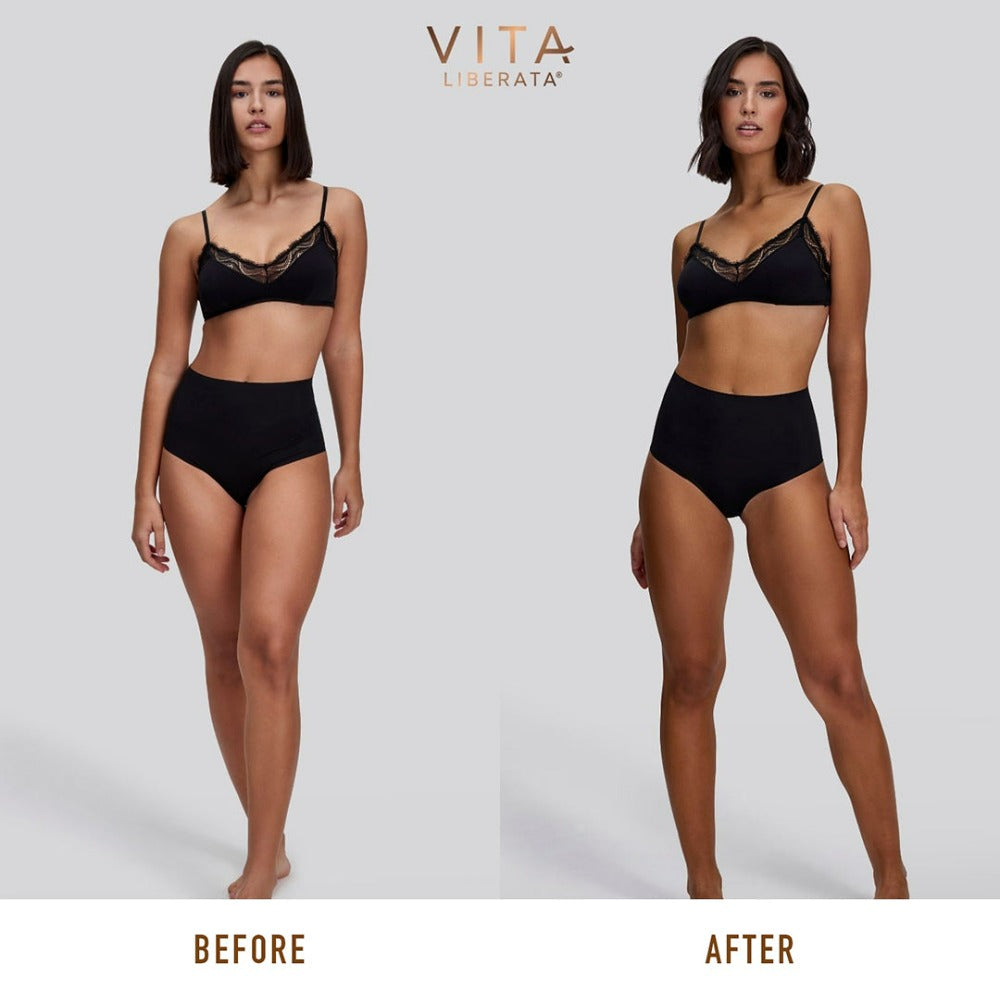 Vita Liberata Tinted Tanning Mousse dark 200ml tan before and after on model
