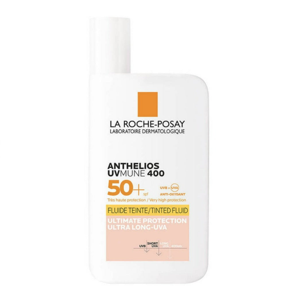 La Roche Posey anthelios UVMUNE400 spf50+ sun protection with tint tinted fluid sunscreen