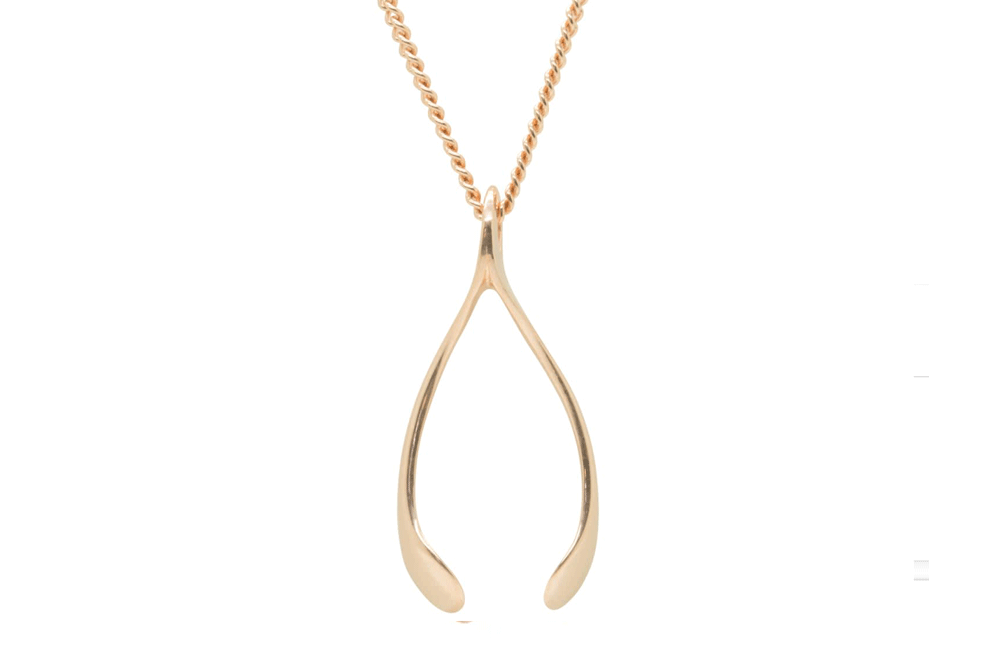 Rose gold wishbone necklace deals